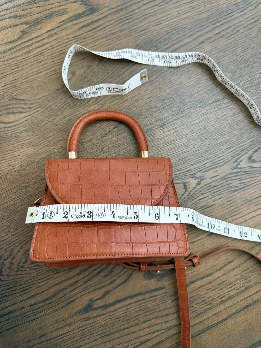 NWOT Women's Top-Handle Croc-Embossed Mini Faux Leather Bag  brown.